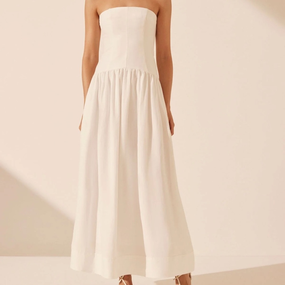 Shona Joy white linen maxi dress